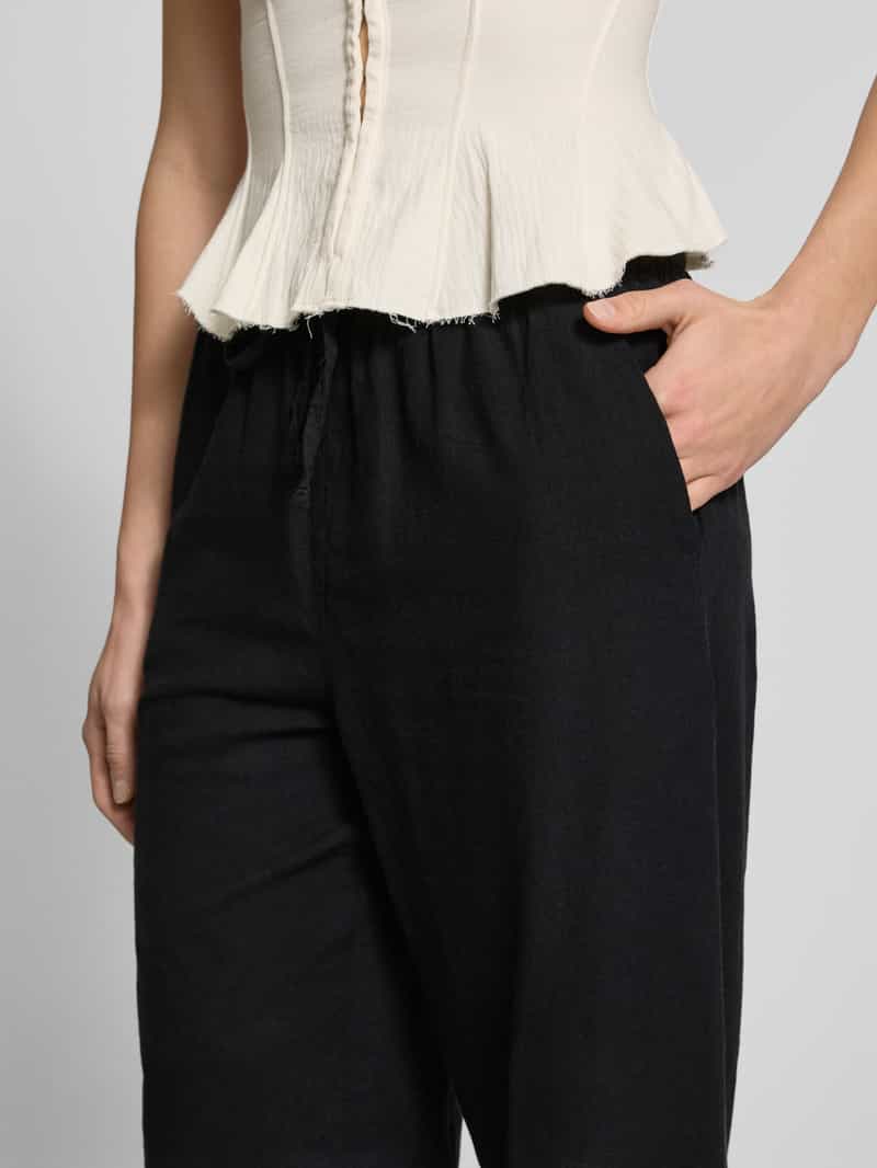Gina Tricot Wide leg linnen broek met tunnelkoord