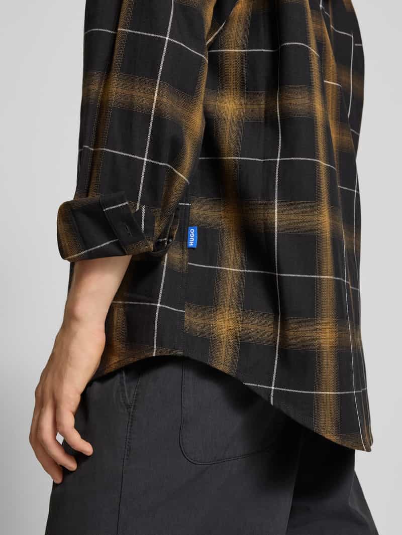 Hugo Blue Oversized overhemdjack van zuiver katoen model 'EBHOOD'