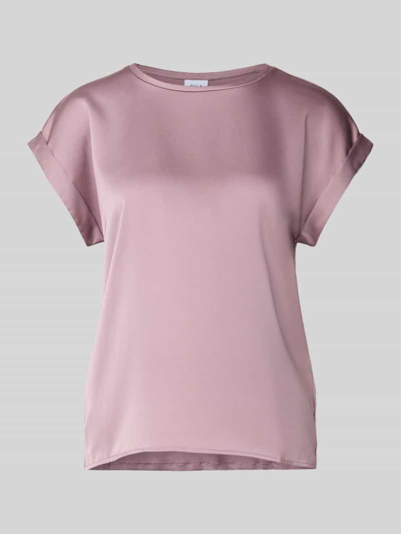Vila Blouseshirt van satijn met ronde hals model 'ELLETTE'