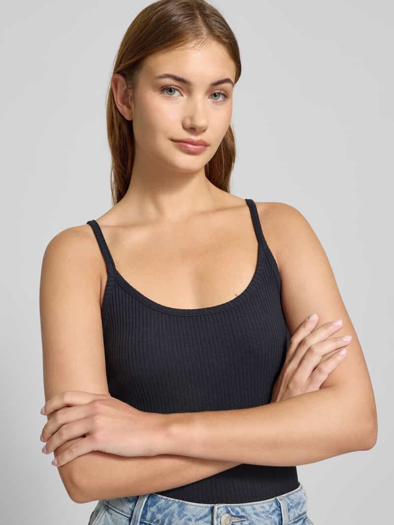 Marc O'Polo DENIM Top met bandjes in riblook met labeldetail