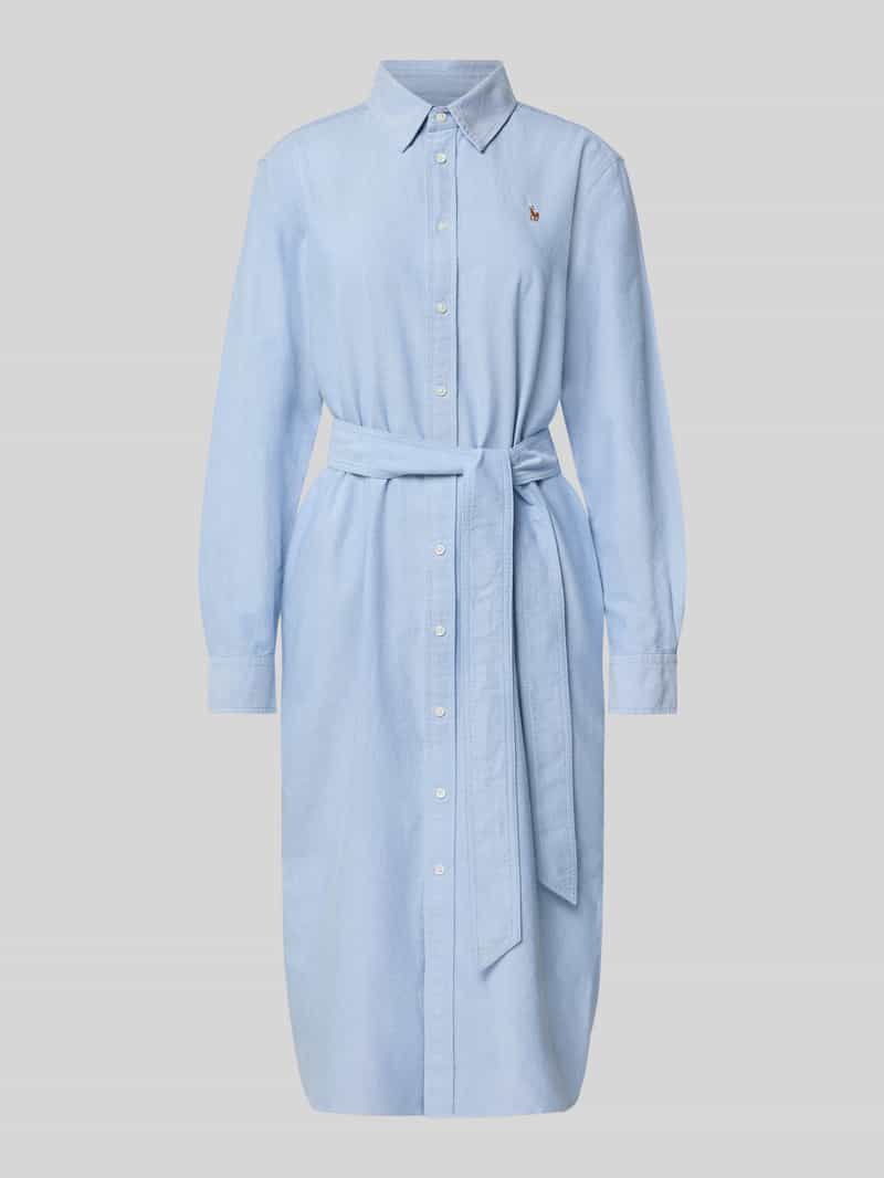Polo Ralph Lauren Overhemdjurk met strikceintuur en logostitching