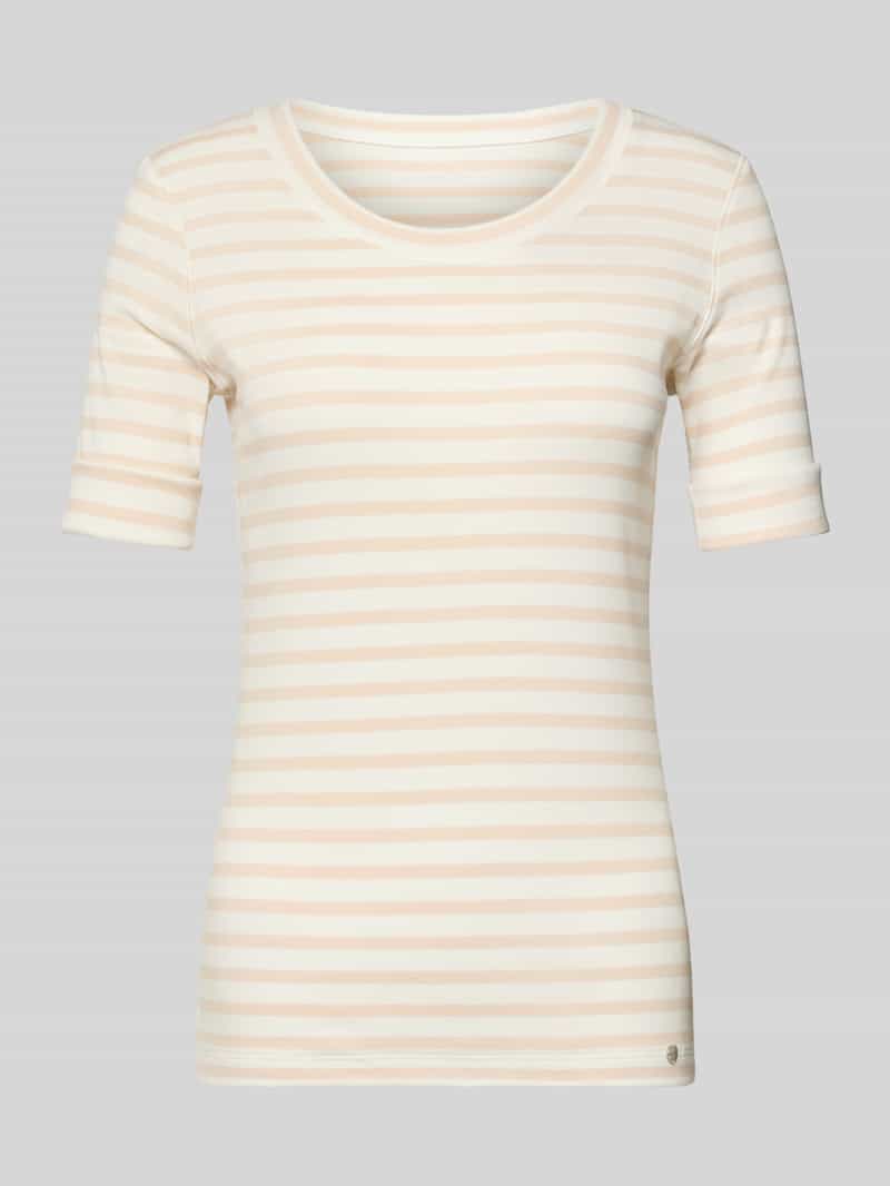 Marc Cain T-shirt met ronde hals en mouwen met opslag