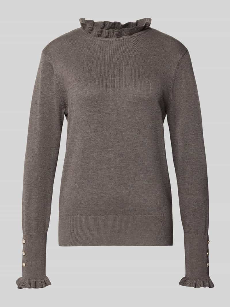 FREE QUENT Gebreide pullover met opstaande kraag en ruches model 'Katie'
