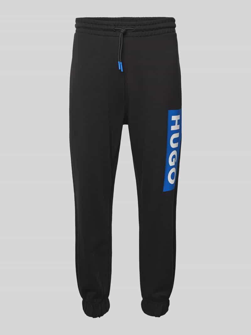 Hugo Blue Regular fit sweatpants met labelprint model 'Nuram'