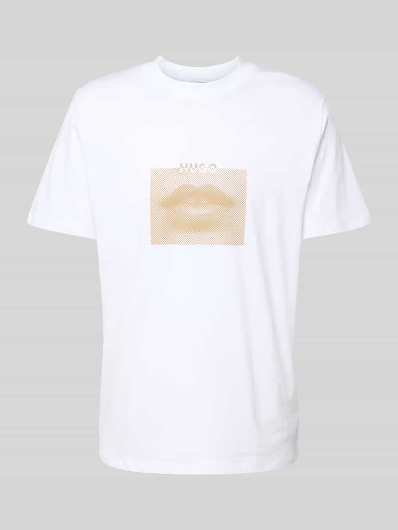HUGO T-shirt met labelprint model 'Deterni'