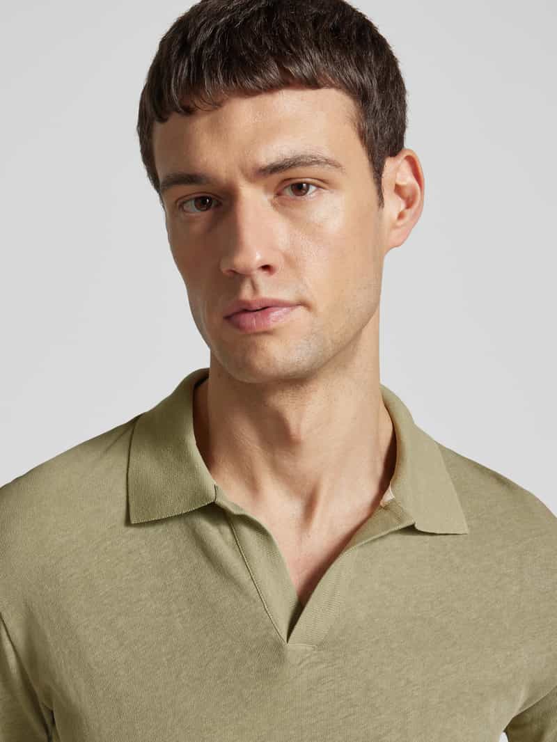 Marc O'Polo Regular fit poloshirt van een mix van katoen en linnen