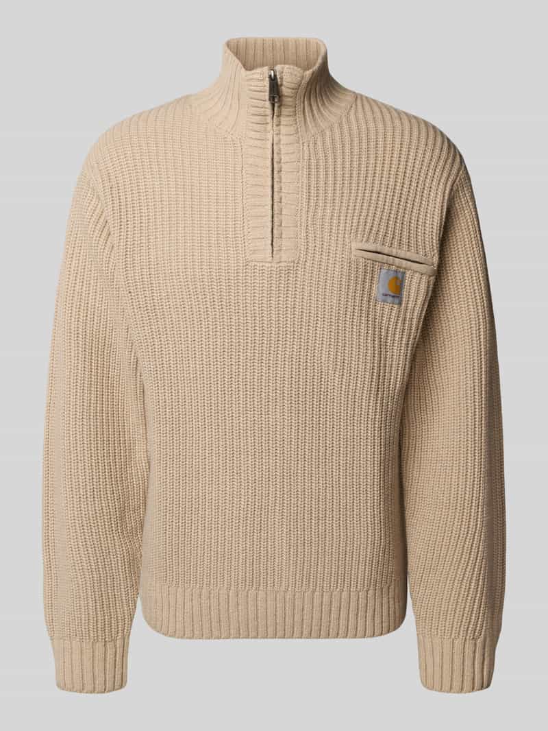 Carhartt Work In Progress Gebreide pulllover met opstaande kraag en ritssluiting