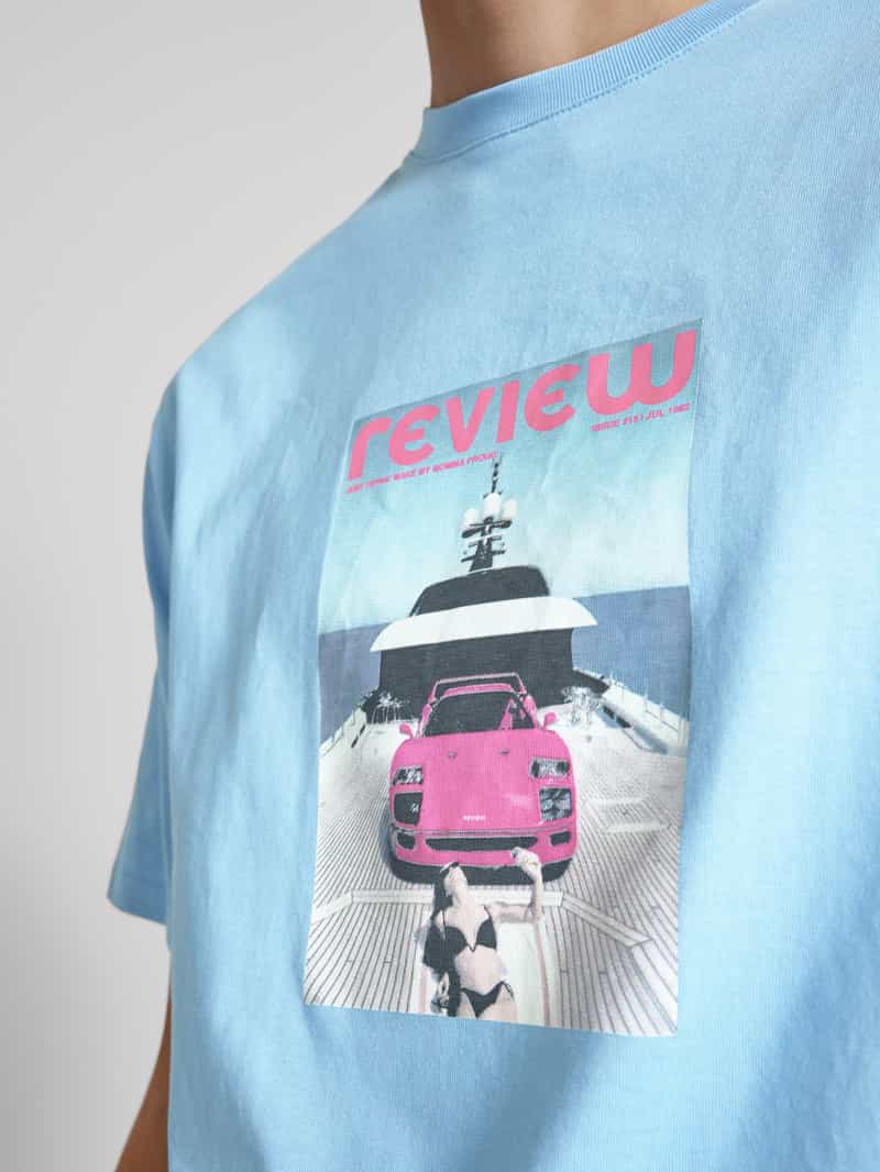 REVIEW T-shirt met geribde ronde hals