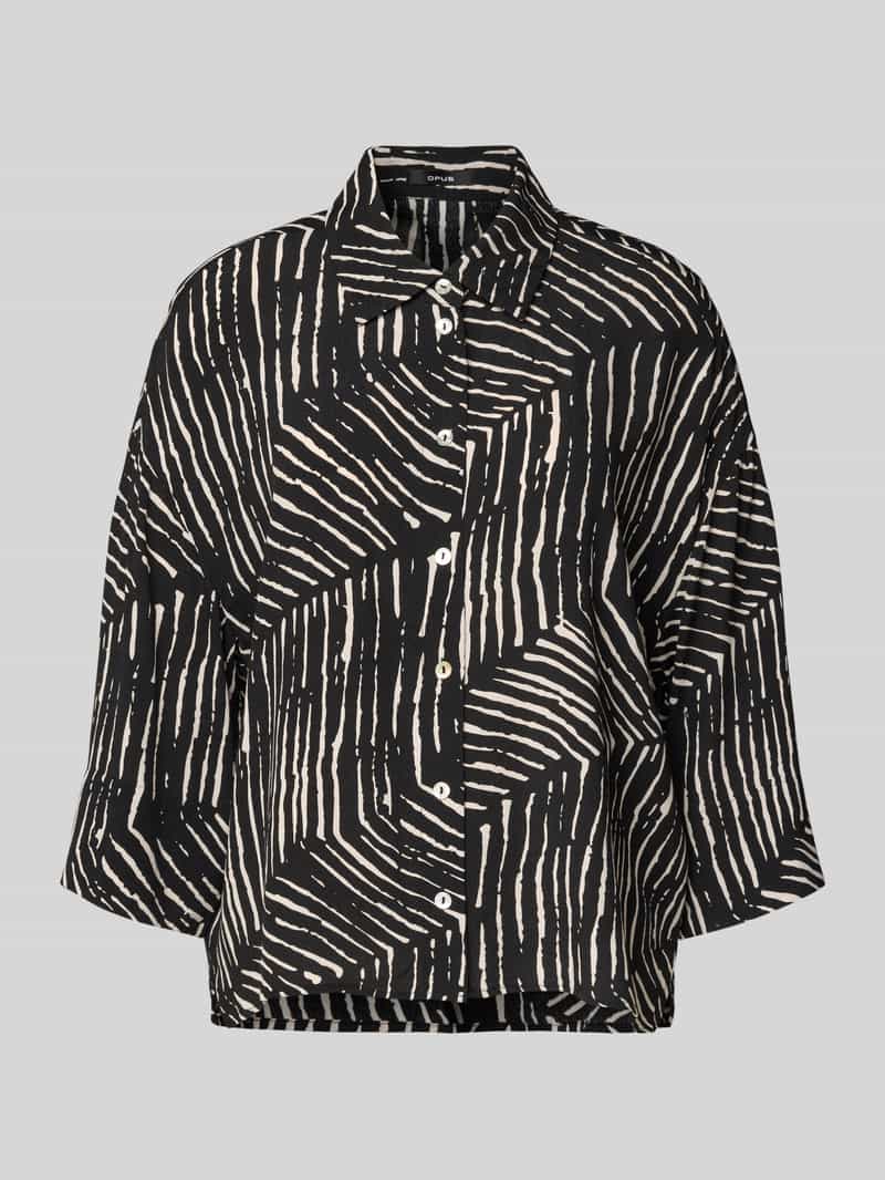 Opus Relaxed-fit blouse van viscose model 'Fiana palm leaves'