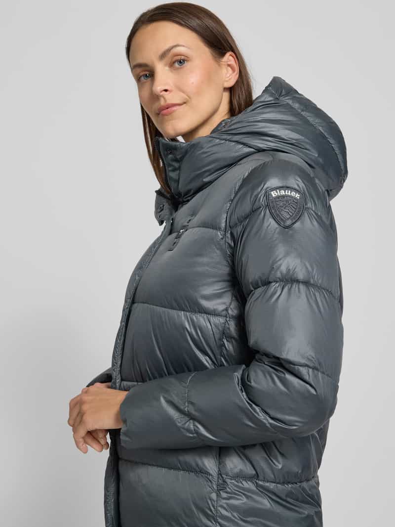 Blauer Usa Gewatteerde lange jas met labeldetail model 'BELLEVUE'