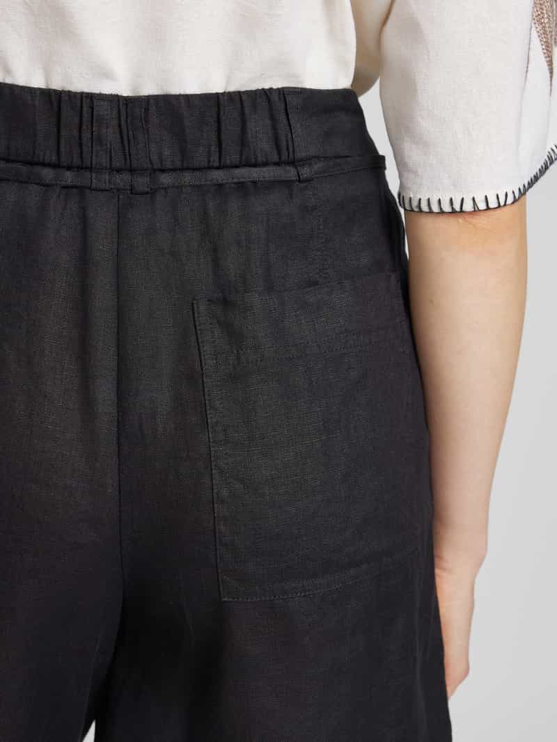 Opus Straight leg korte linnen broek met strikceintuur model 'MARILLA'