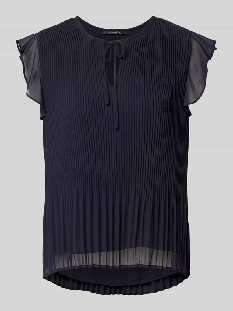 comma Blouseshirt met plissévouwen en druppelvormige hals