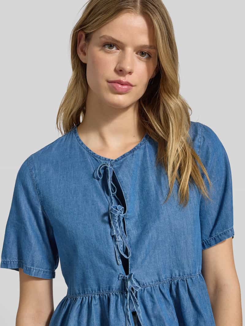 Only Boxy fit jeansblouse van een mix van katoen en lyocell model 'BEA'