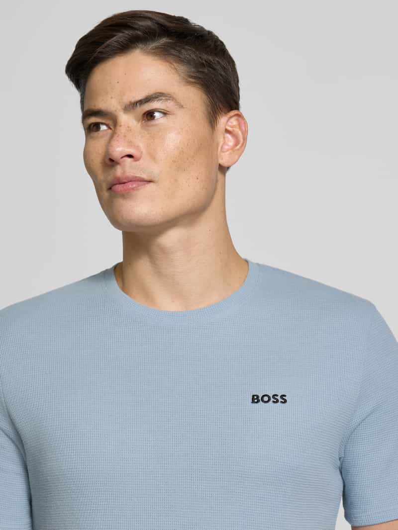 Boss Regular fit T-shirt met wafellook