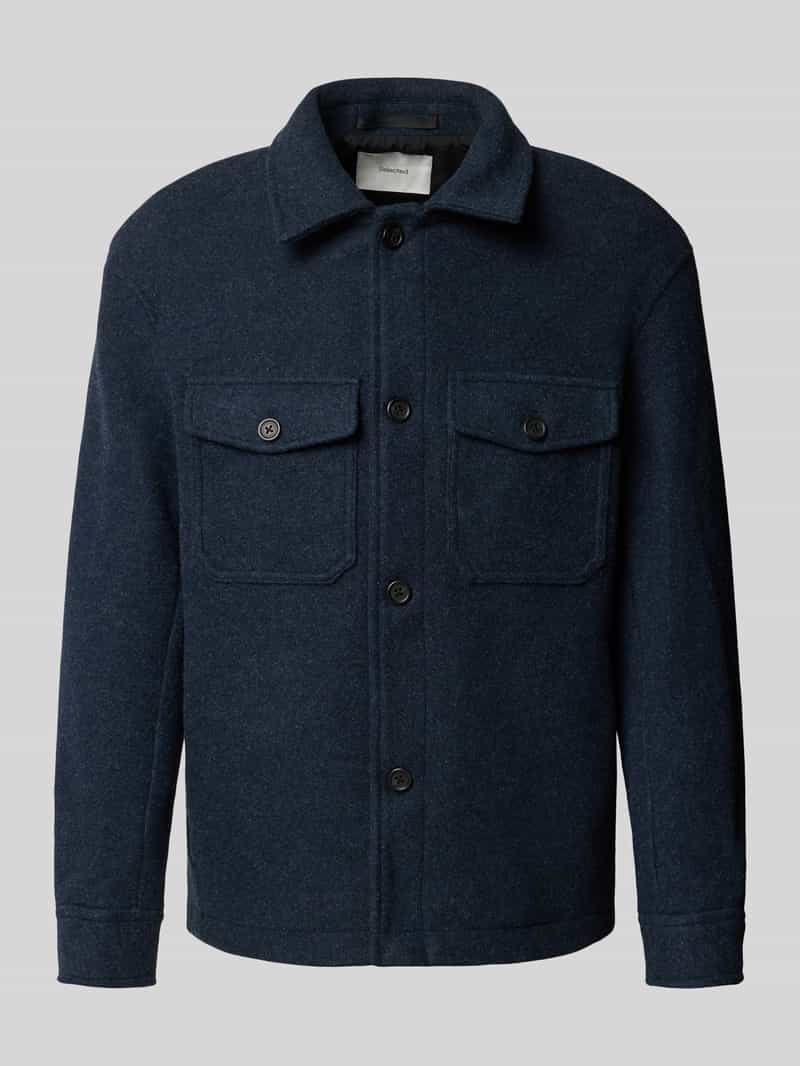 Selected Homme Regular fit wollen jack met platte kraag model 'MITCH'