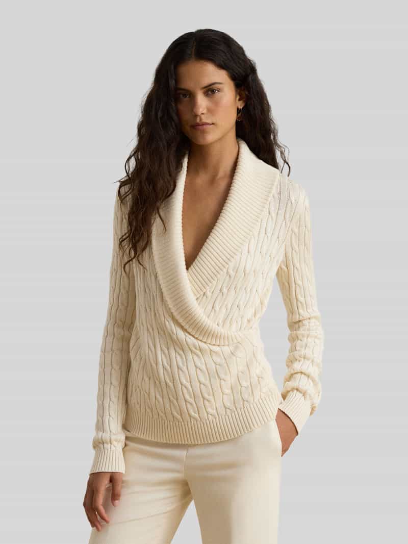 Lauren Ralph Lauren Regular fit pullover van mix van katoen en viscose ecru, foto 3