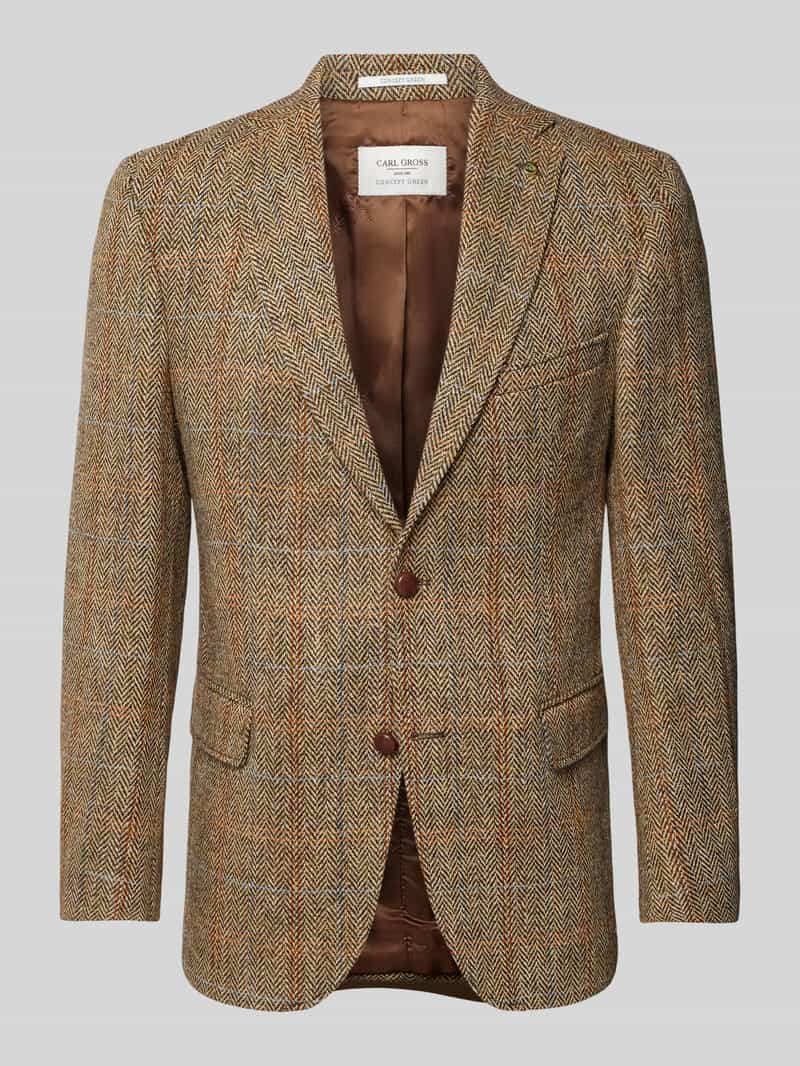 Carl gross Regular fit Harris Tweed colbert van scheerwol met klepzakken, model 'Theo'