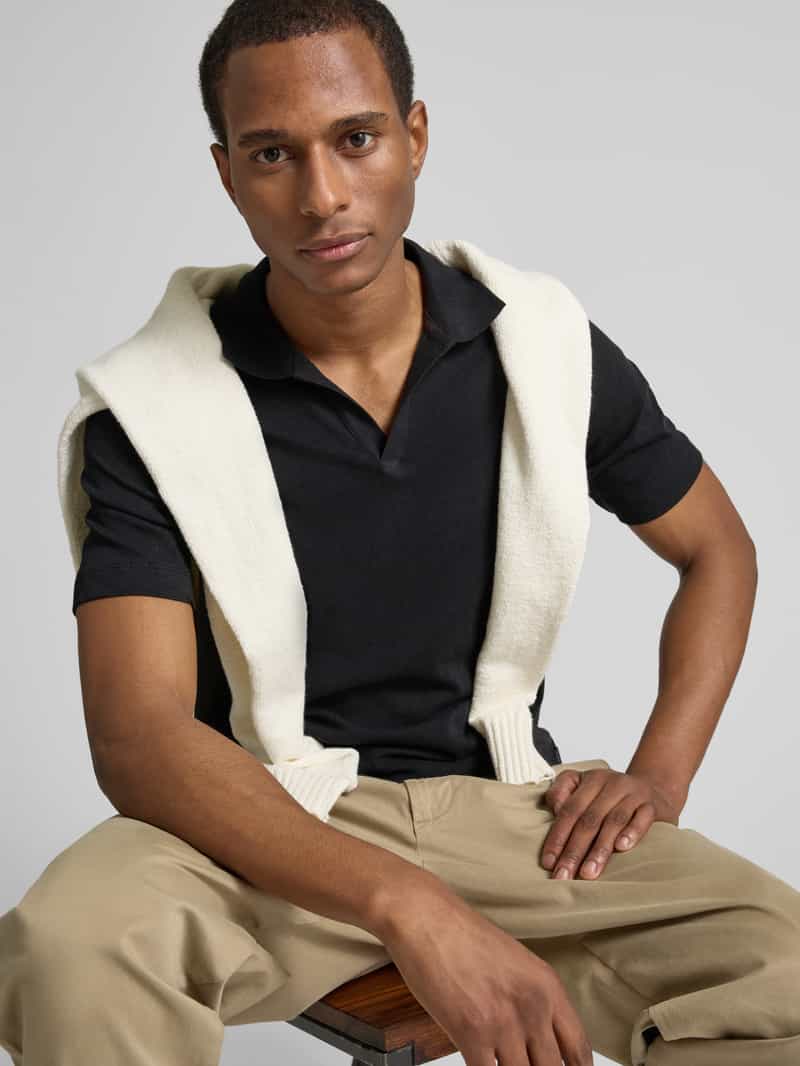 Marc O'Polo Regular fit poloshirt van een mix van katoen en linnen