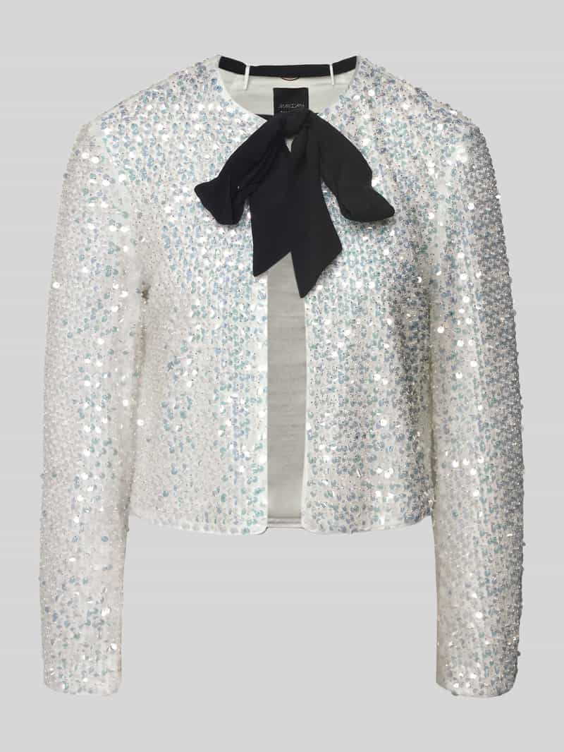 Marc Cain Regular fit blazer met pailletten en strik