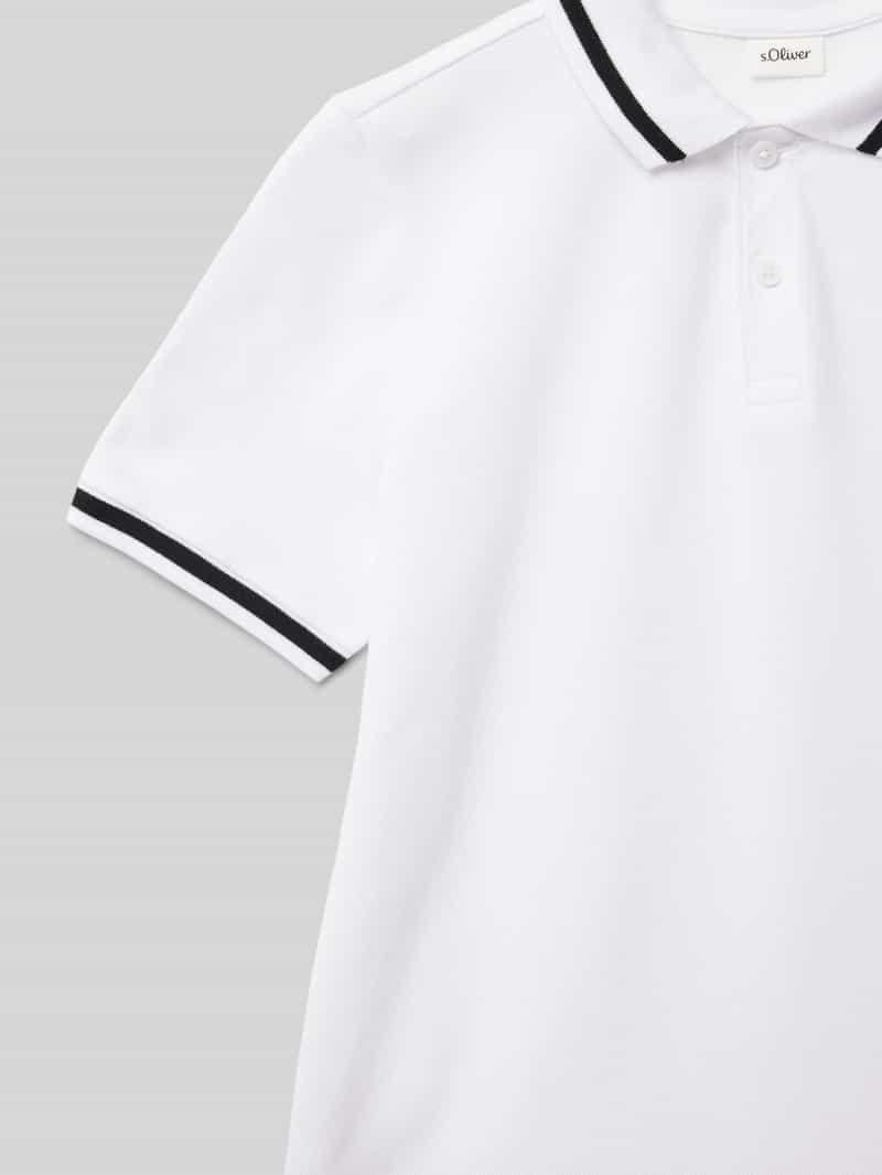 s.Oliver RED LABEL Regular fit poloshirt van katoen-piqué met contraststrepen