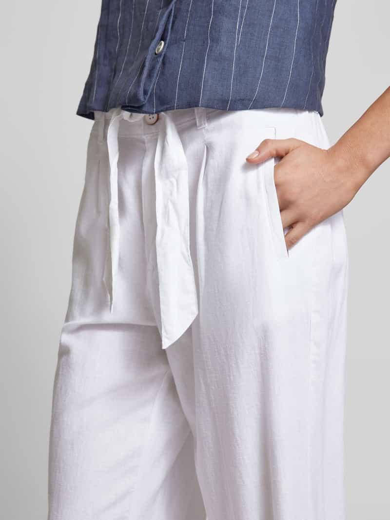 s.Oliver RED LABEL Broek in effen design met strikceintuur