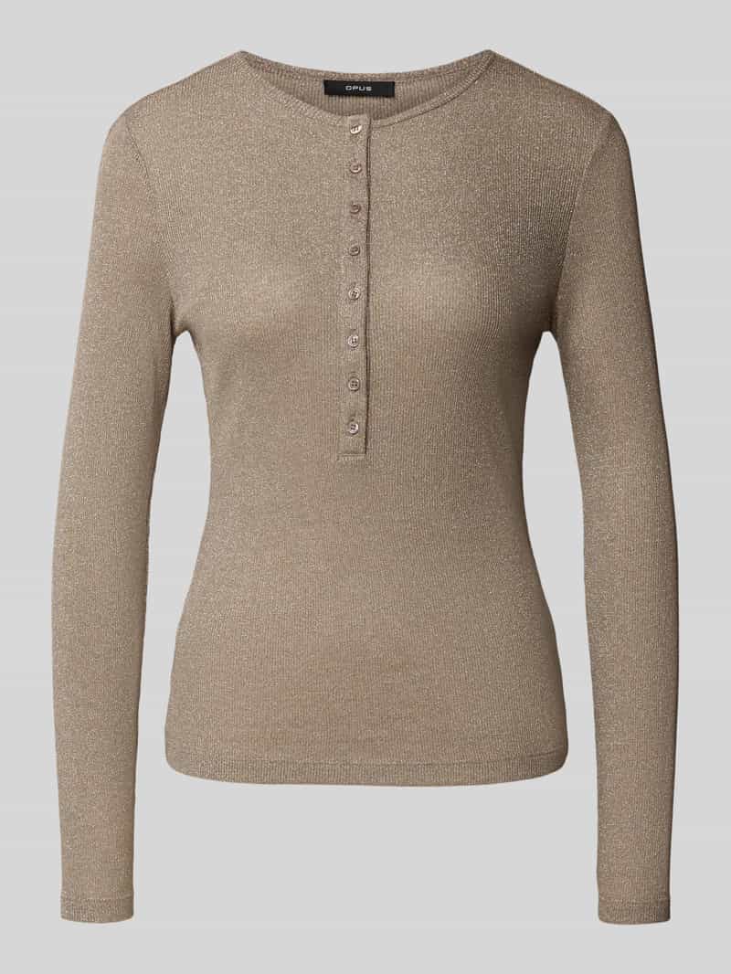 Opus Shirt met lange mouwen van viscosemix met knoopsluiting model 'Sosmica'