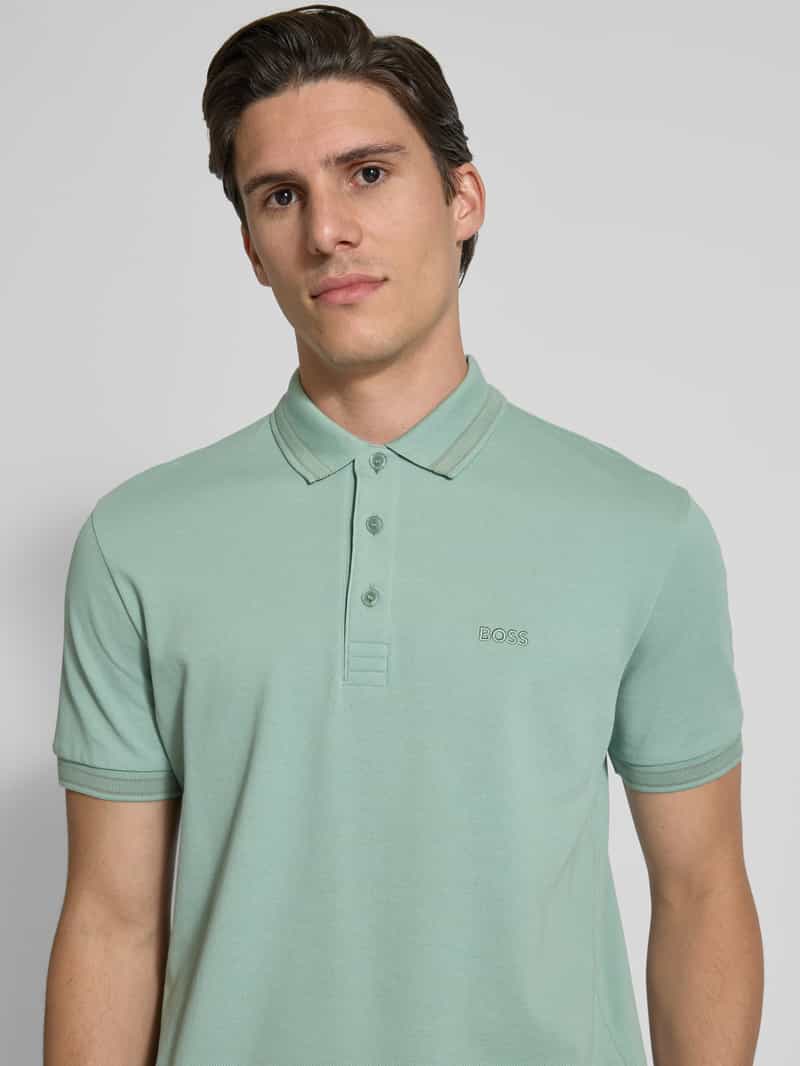 BOSS Green Regular fit poloshirt met labelstitching model 'PADDY'