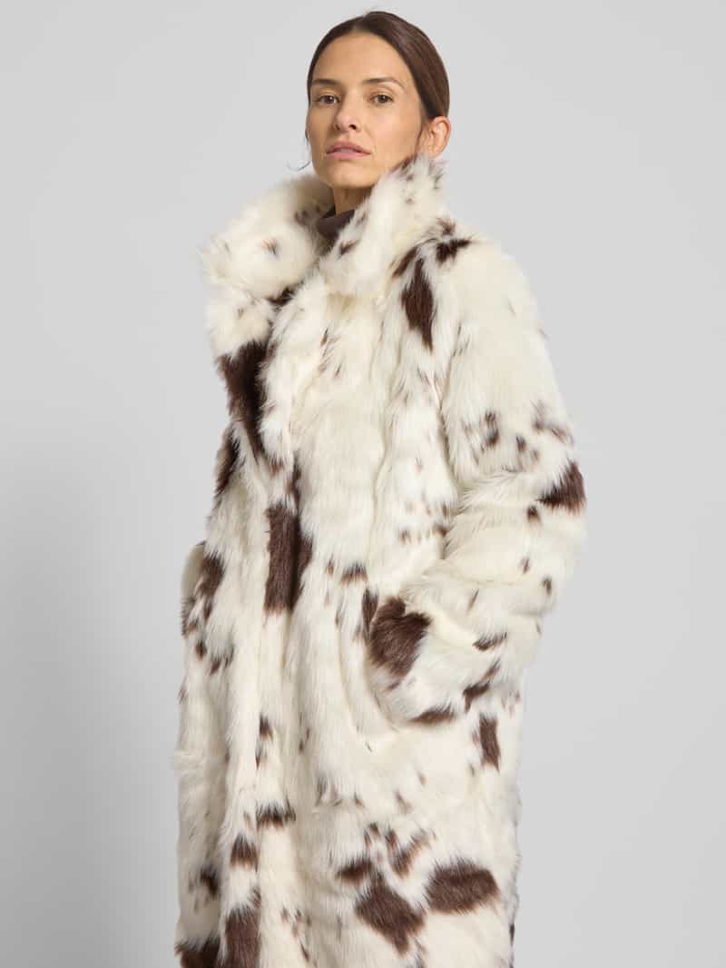Vero Moda Regular fit lange jas van imitatiebont met all-over motief model 'CRYSTAL'