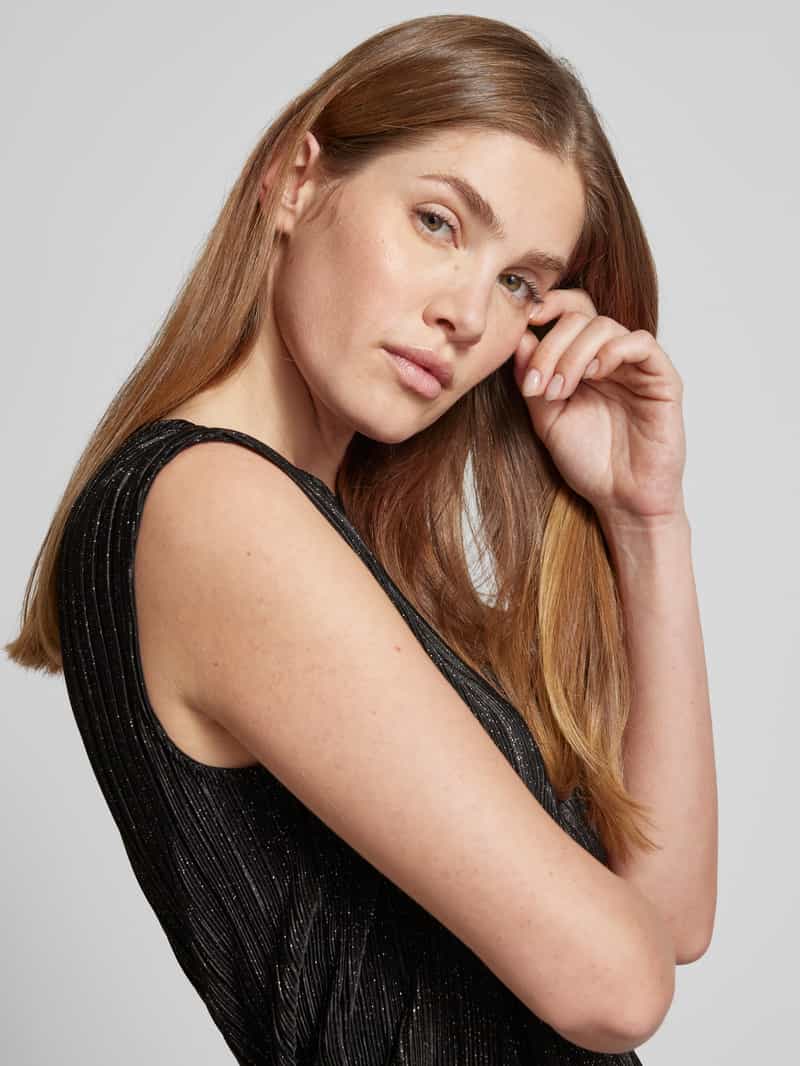 s.Oliver RED LABEL Relaxed fit plissétop van jersey met glittereffect