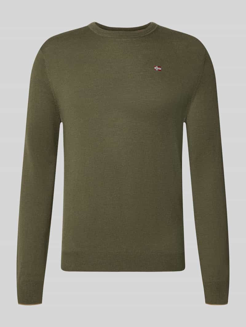 Napapijri Slim fit gebreide pullover van pure wol model 'DAMAVAND'