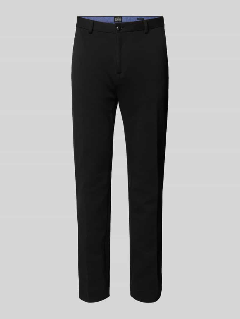Scotch & Soda Tailored fit stoffen broek met riemlussen model 'Mott'