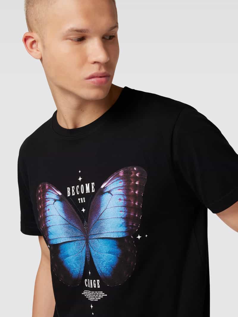 mister tee T-shirt met motiefprint model 'Become the Change'