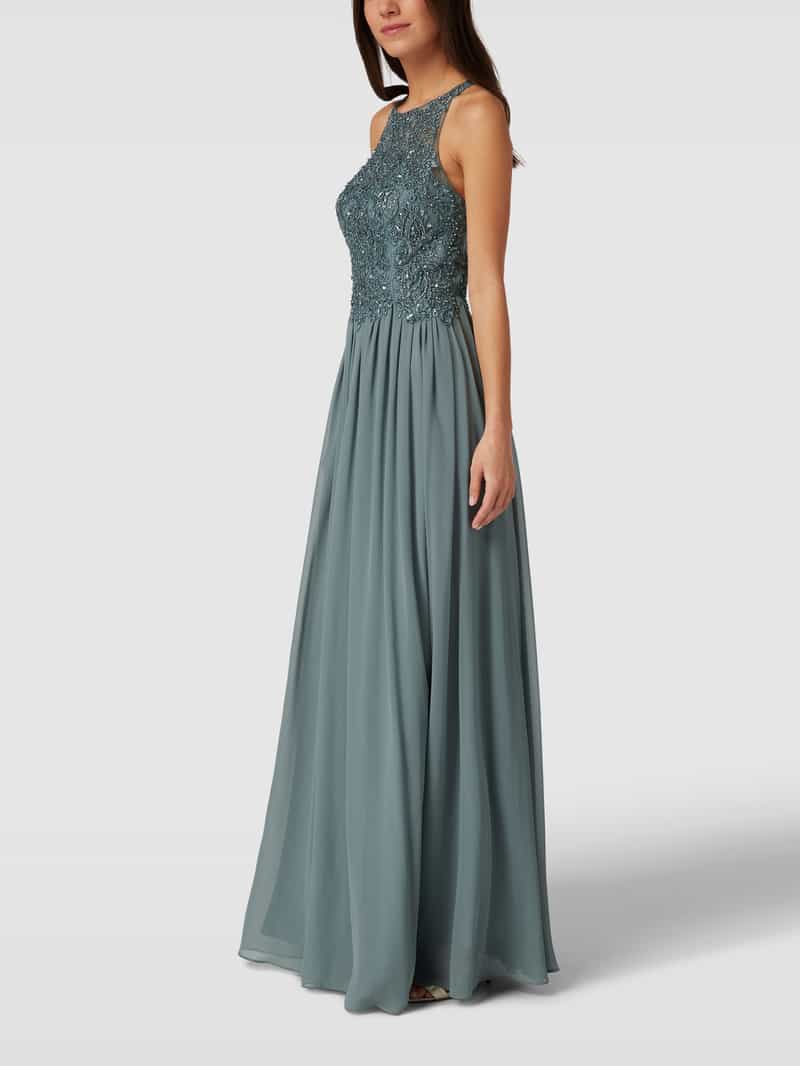 Avondjurk met bloemenborduursels en siersteentjes Laona