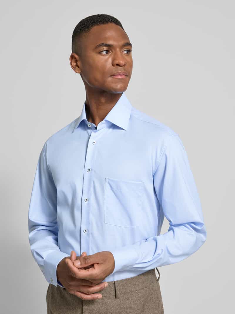 Eterna Regular fit zakelijk overhemd van katoen met kentkraag