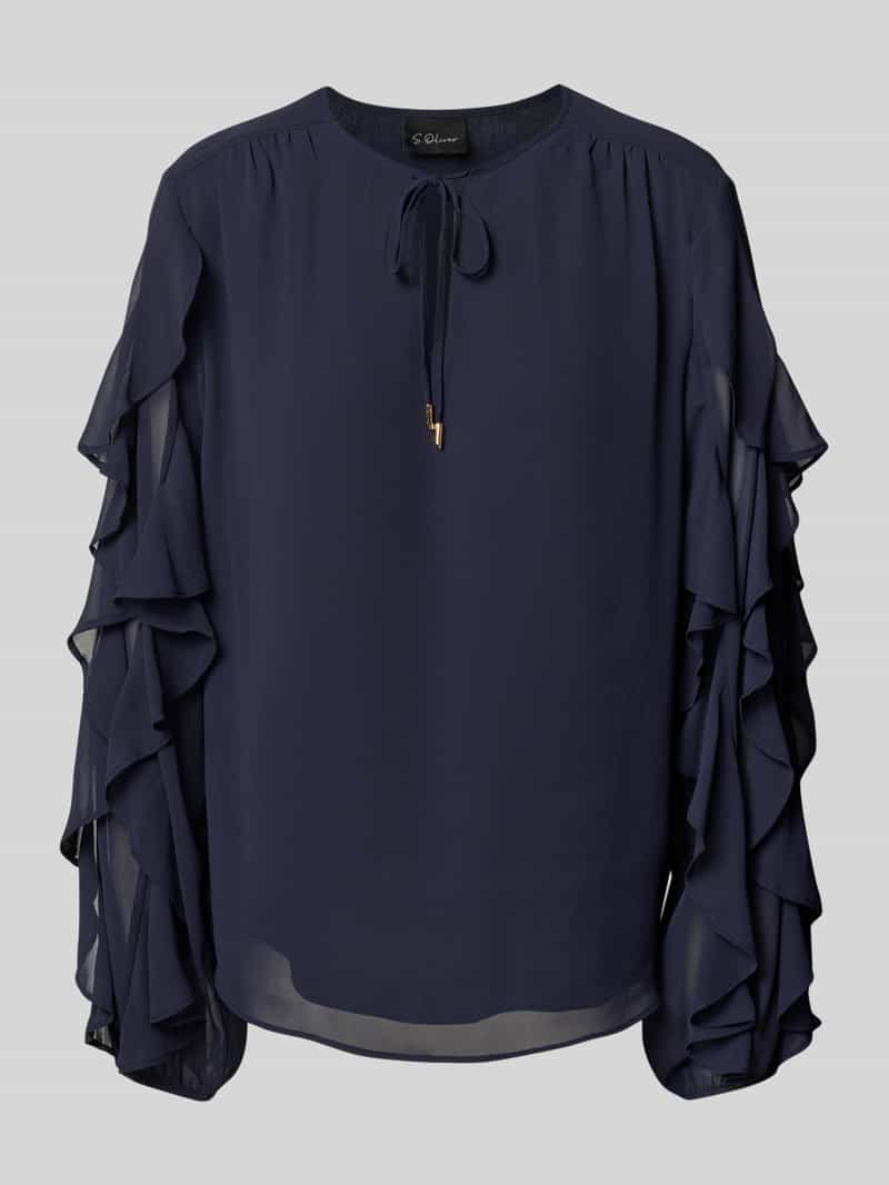 s.Oliver BLACK LABEL Loose fit chiffon blouse met mouwen met ruches