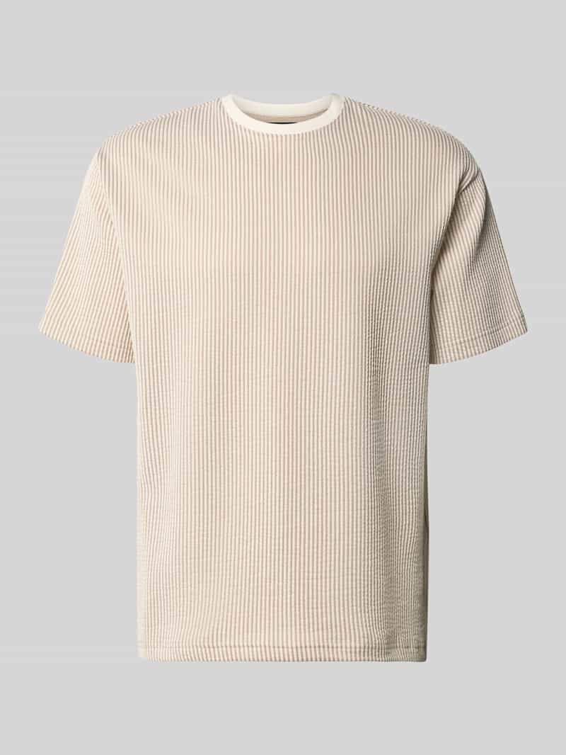 T-shirt met structuurpatroon en ronde hals
