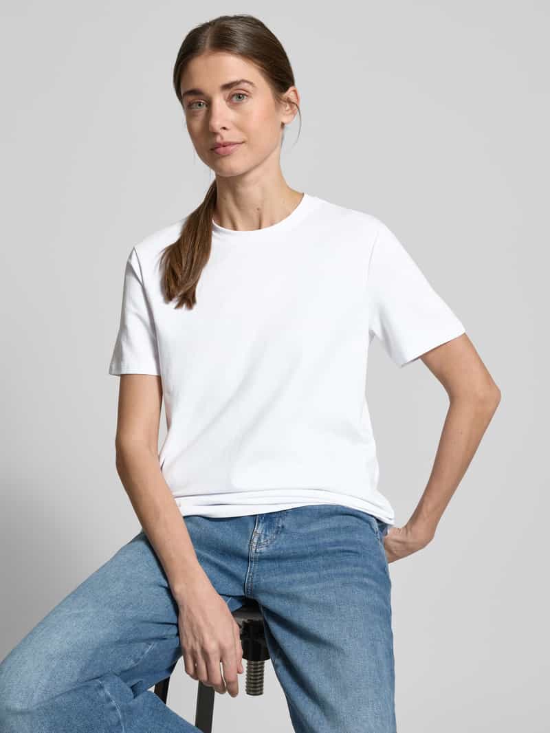 Vila T-shirt met geribde ronde hals model 'NORA'