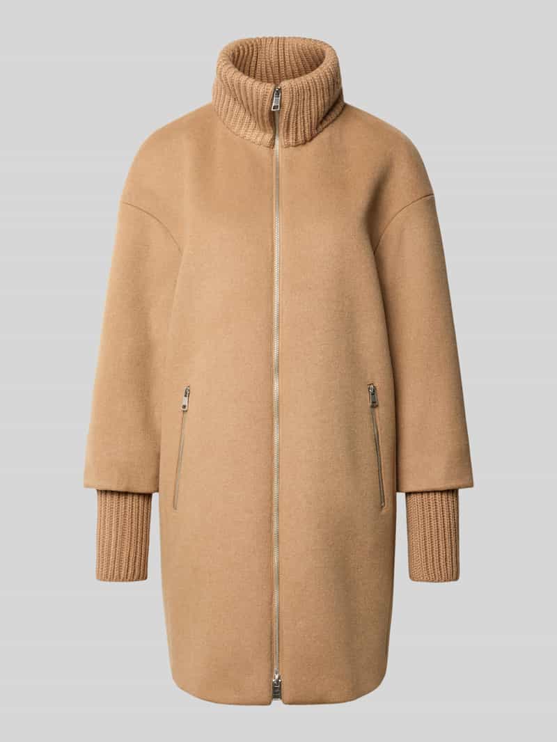 White Label Lange jas van wolmix met ritszakken