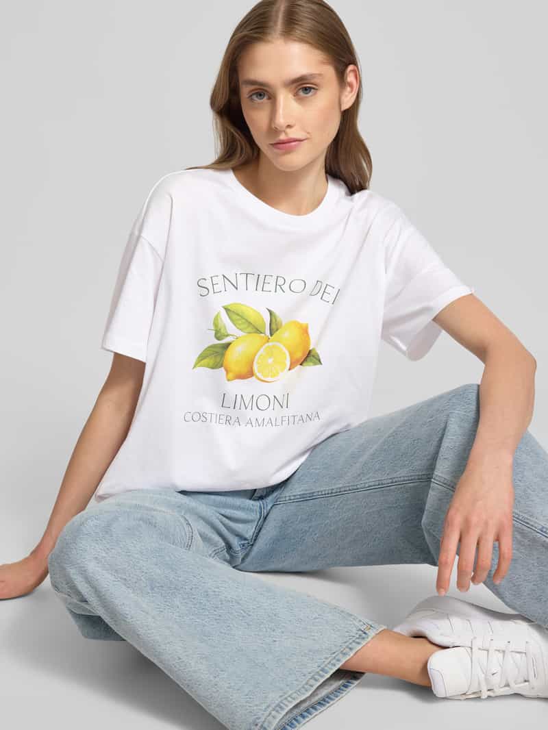 Pieces Comfort fit T-shirt van puur katoen model 'THEA'