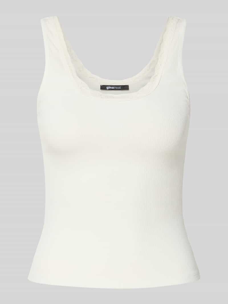 Gina Tricot Top met bandjes in riblook met kant