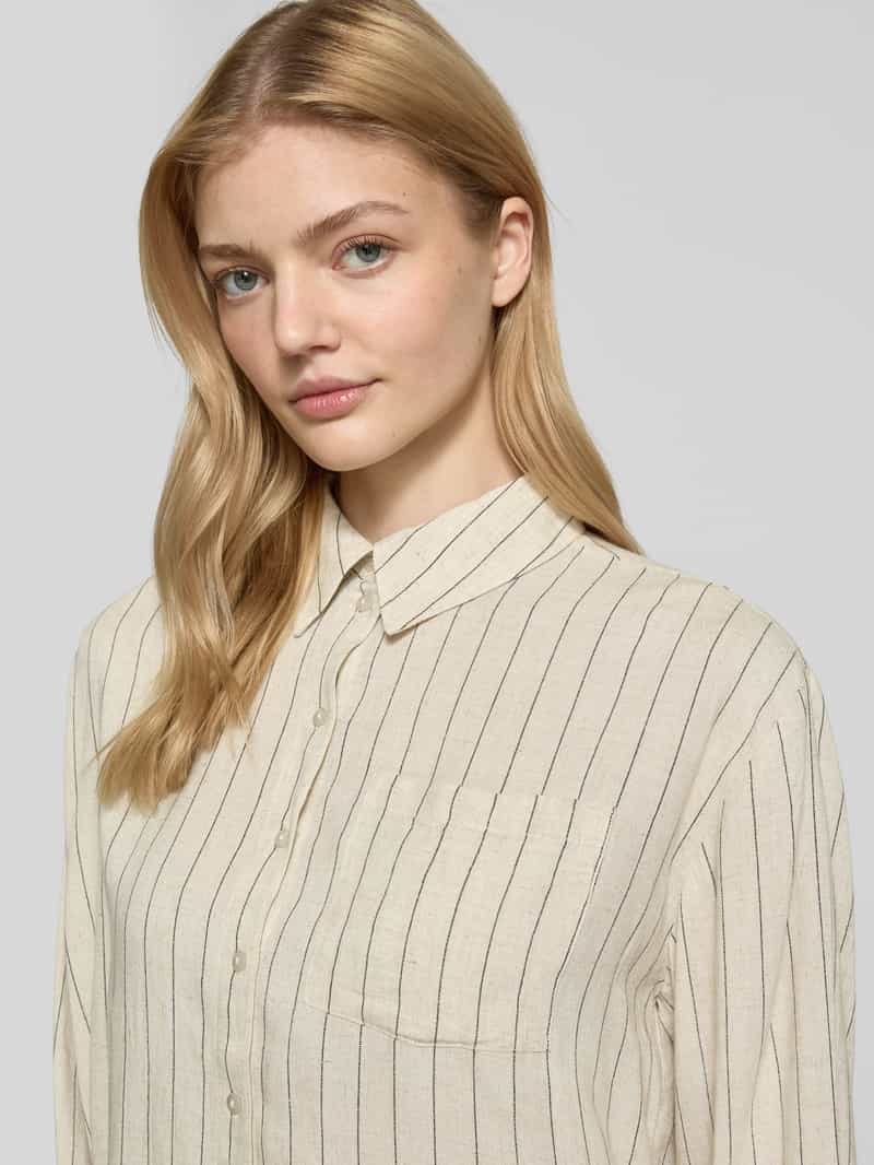 Pieces Relaxed fit overhemdblouse in een mix van viscose en linnen model 'PIA'