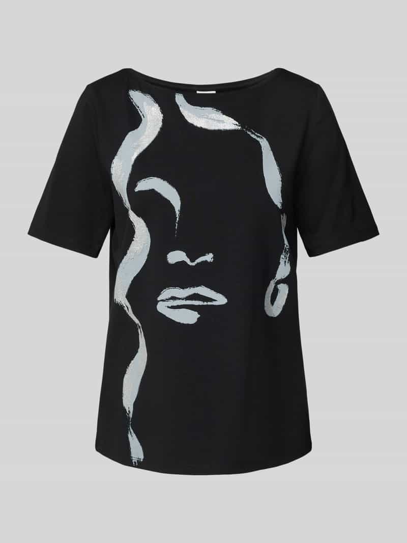s.Oliver BLACK LABEL Regular fit T-shirt van katoenmix met glitterdetails