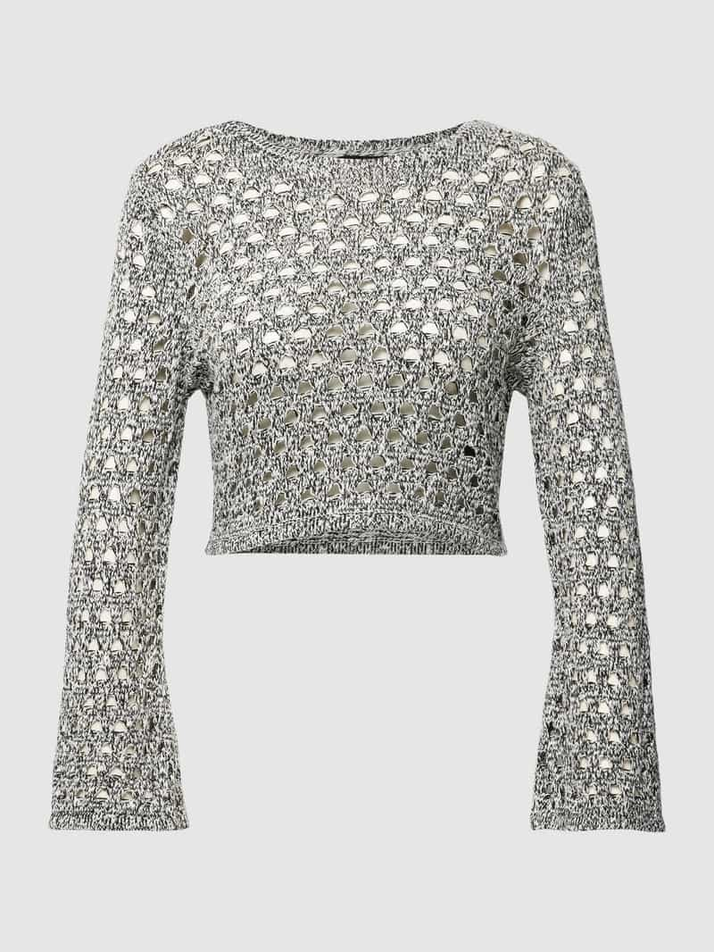 Only Korte gebreide pullover met all-over broderie anglaise model 'EMINA'