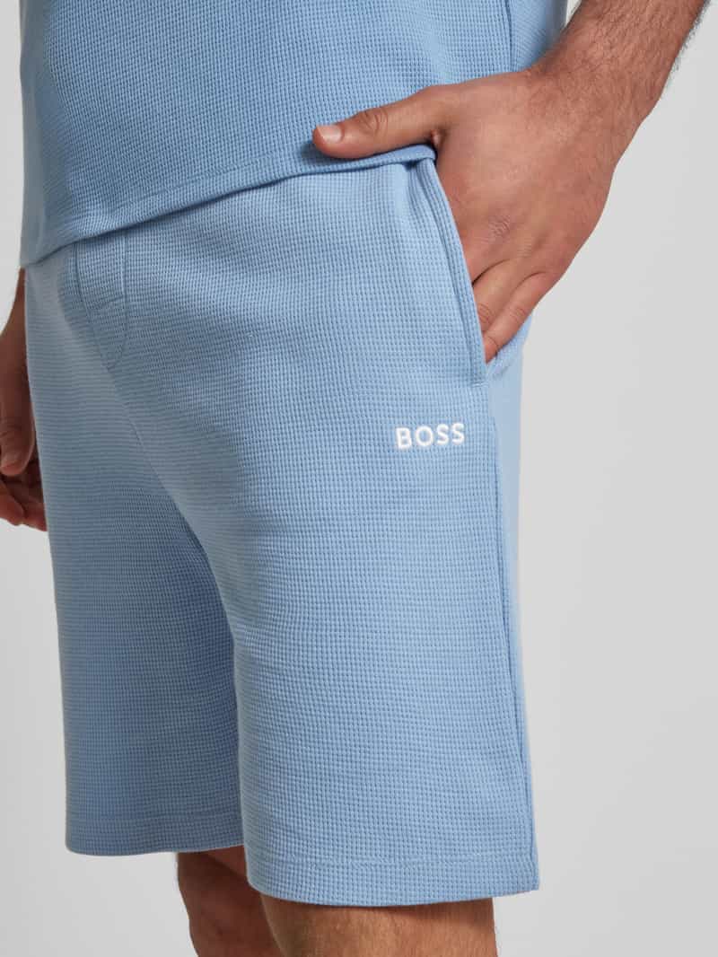 Boss Korte broek met labelstitching model 'WAFFLE'