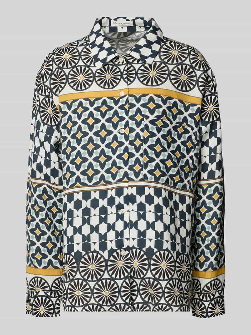 Marc O'Polo Regular fit linnen blouse met all-over motief