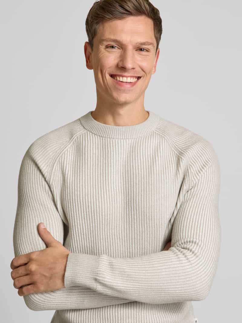 Marc O'Polo Regular fit gebreide pullover met bi-colour-effect van een mix van biologisch katoen en scheerwol