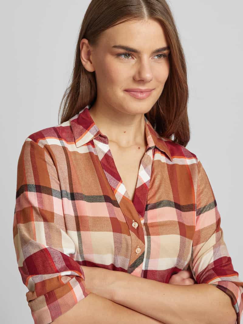 s.Oliver RED LABEL Regular fit blouseshirt van een mix van viscose en modal met ruitmotief