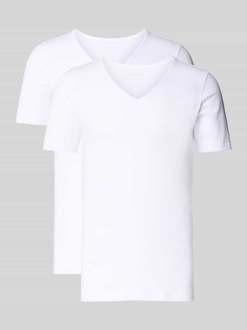 Slim fit t-shirt met v-hals in set van 2