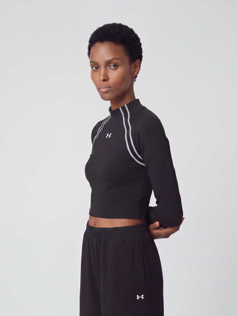 Under Armour Sport-shirt met lange mouwen met contraststrepen 'Motion LS Mock'