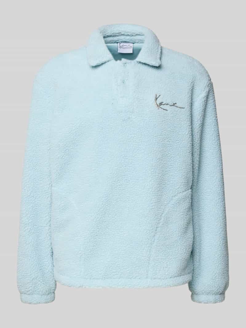 Karl Kani Fleecepullover met platte kraag en knoopsluiting